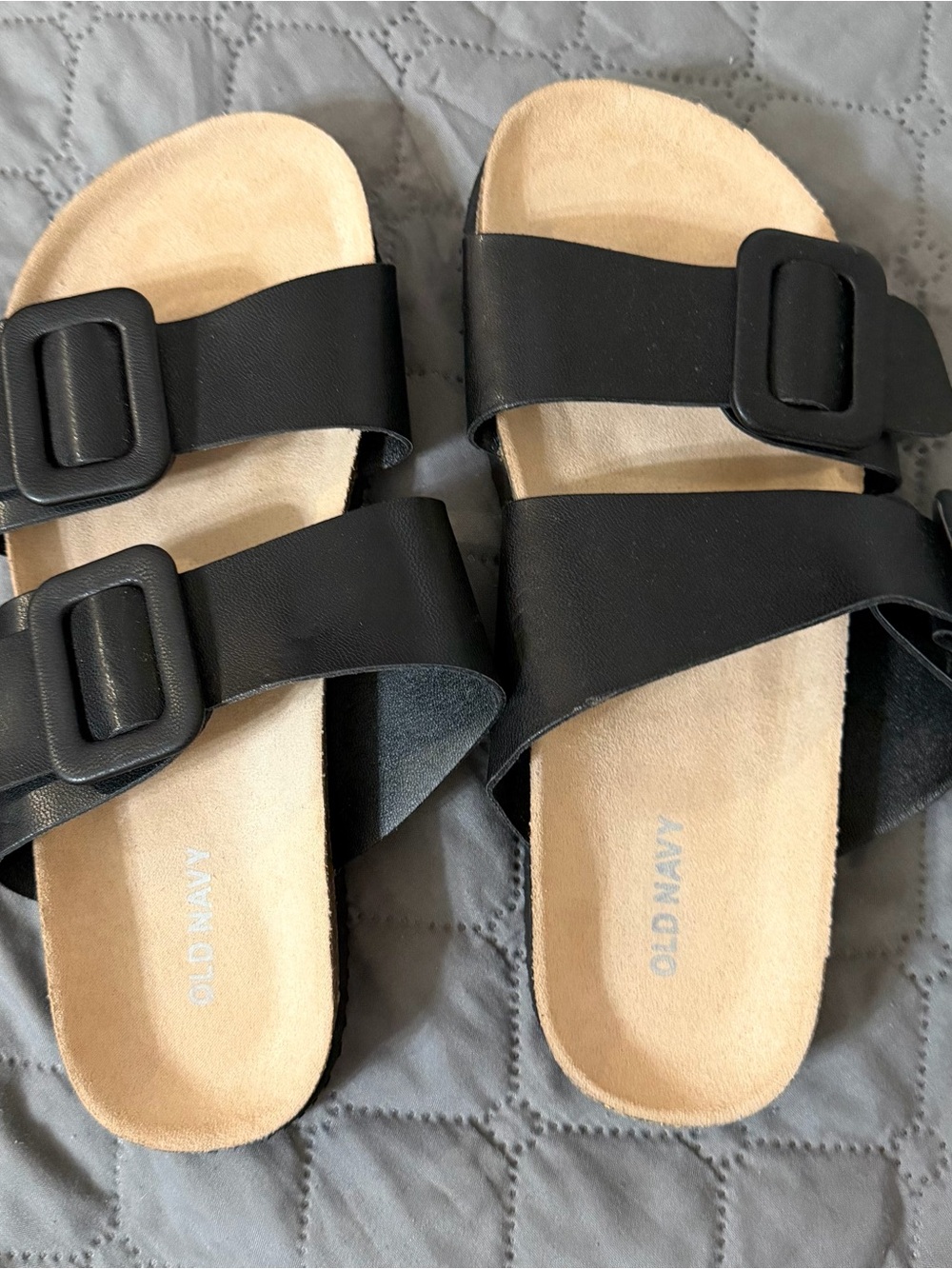 Brand new never worn Old Navy Black Double-Strap Slide Sandals with Buckles